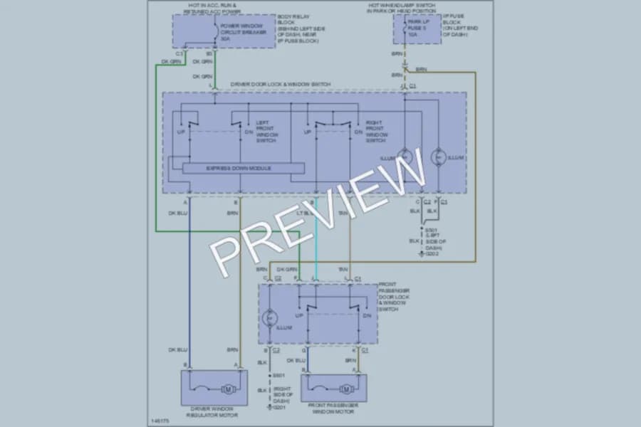 2001 GMC Sonoma Power Windows wiring diagram preview