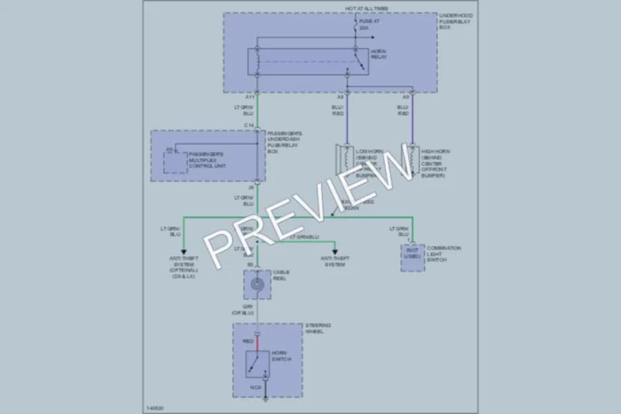 2001 Honda Accord Horn wiring diagram preview