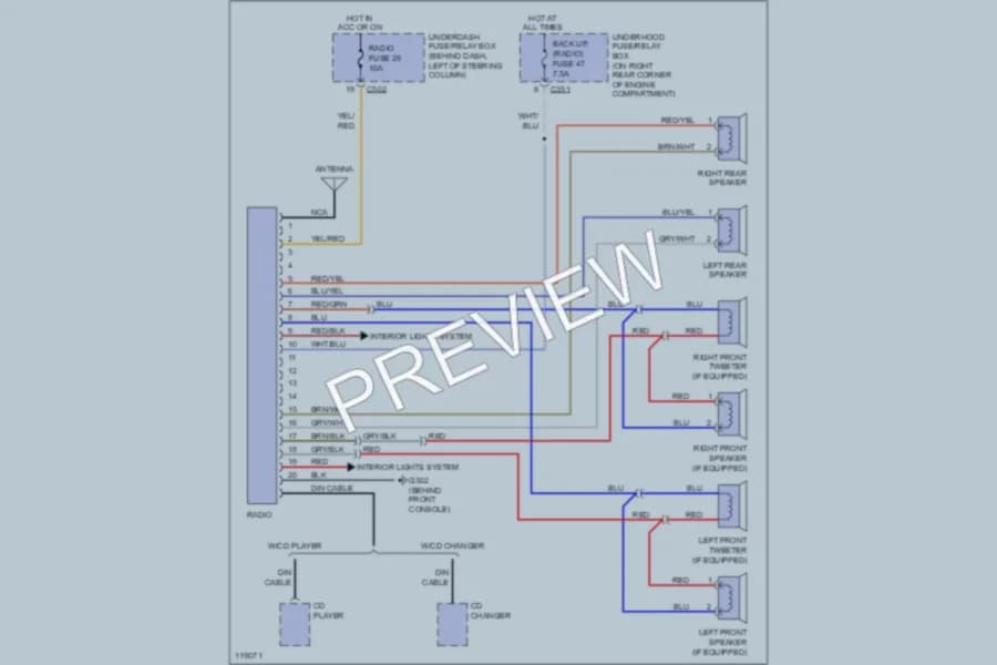 2001 Honda CRV Radio wiring diagram preview