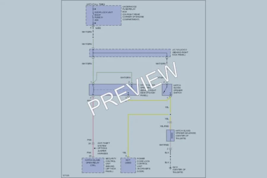2001 Honda CRV Trunk Tailgate Fuel Door wiring diagram preview