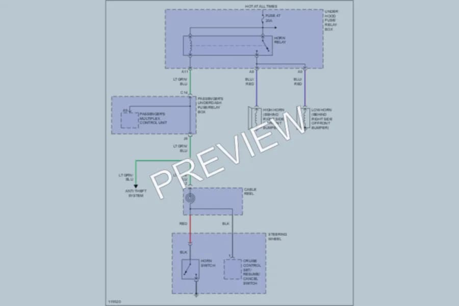 2001 Honda Odyssey Horn wiring diagram preview