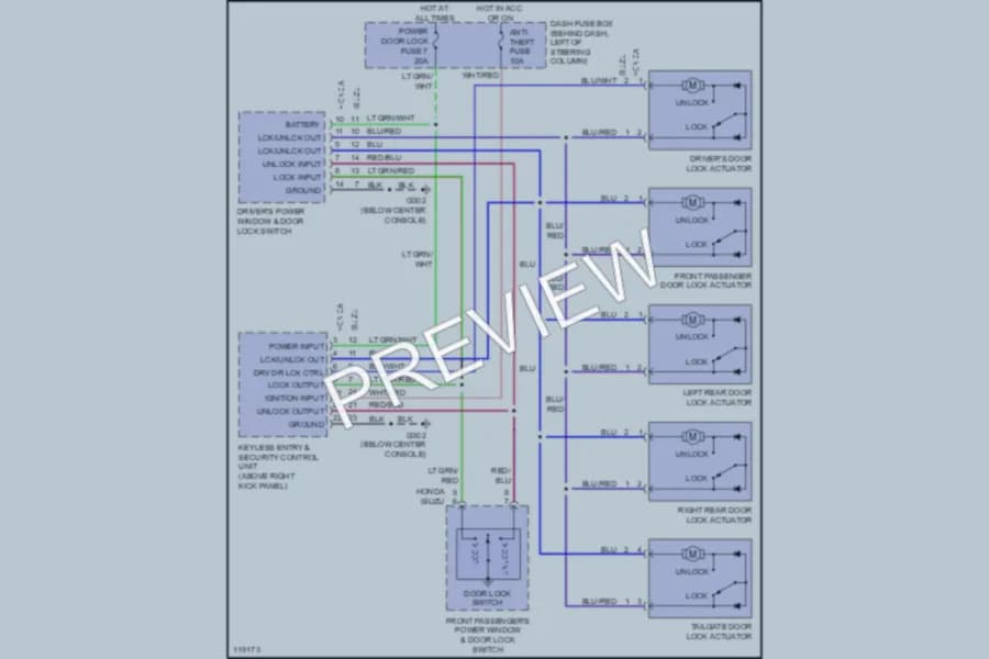 2001 Honda Passport Power Door Locks wiring diagram preview
