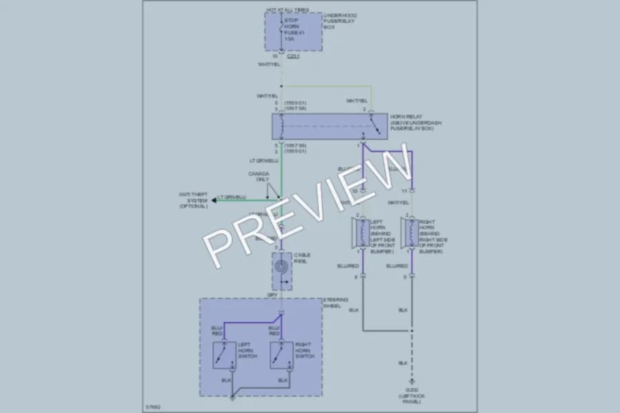 2001 Honda Prelude Horn wiring diagram preview