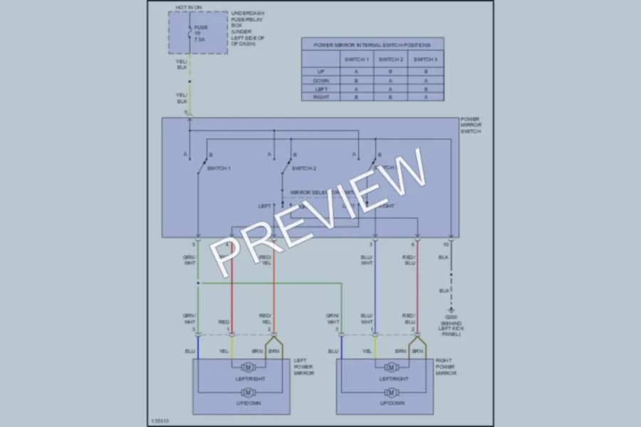 2001 Honda S2000 Power Mirrors wiring diagram preview