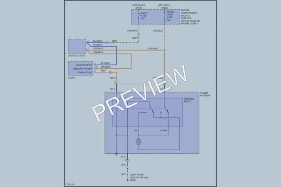 2001 Hyundai Accent Power Antenna wiring diagram preview