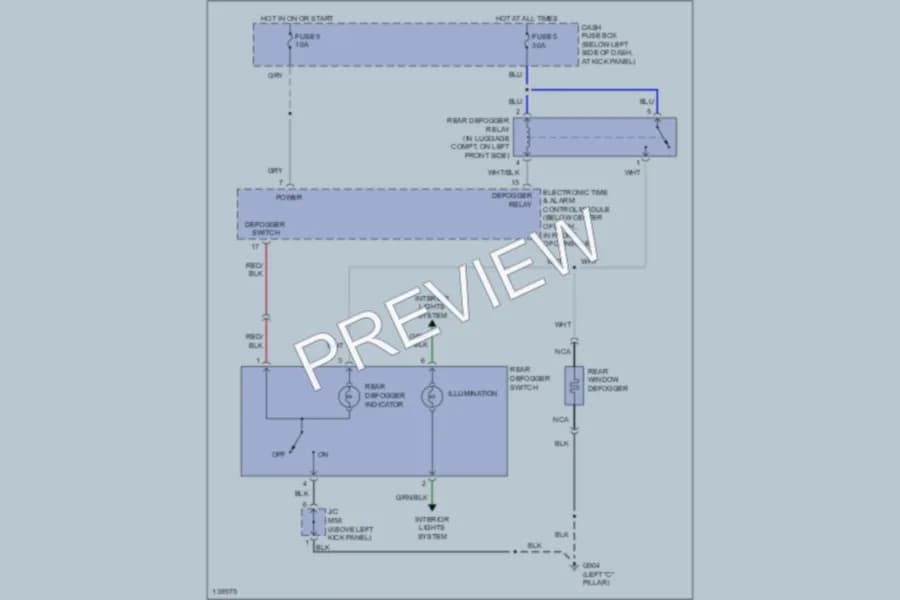 2001 Hyundai Tiburon Defoggers wiring diagram preview