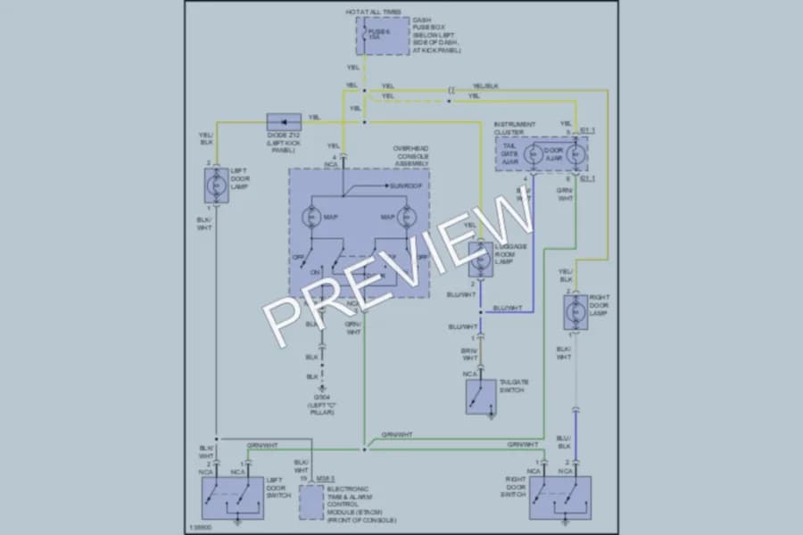 2001 Hyundai Tiburon Interior Lights wiring diagram preview