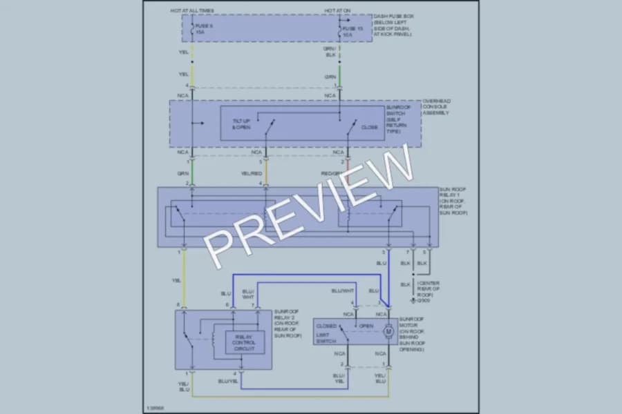 2001 Hyundai Tiburon Power Top Sunroof wiring diagram preview