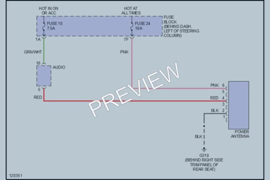 2001 Infiniti G20t Power Antenna wiring diagram preview