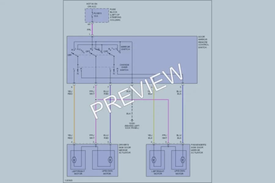 2001 Infiniti G20t Power Mirrors wiring diagram preview