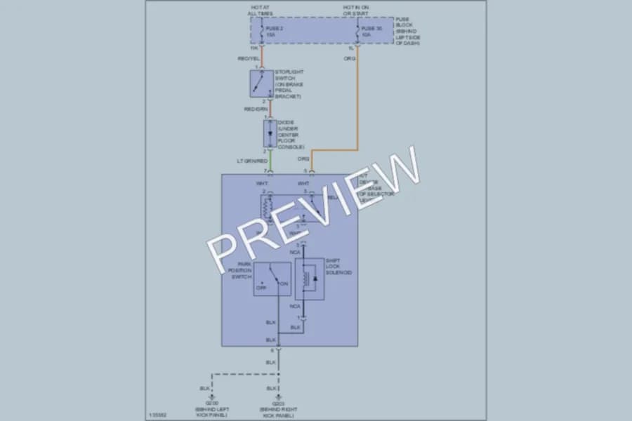 2001 Infiniti I30 Shift Interlocks wiring diagram preview