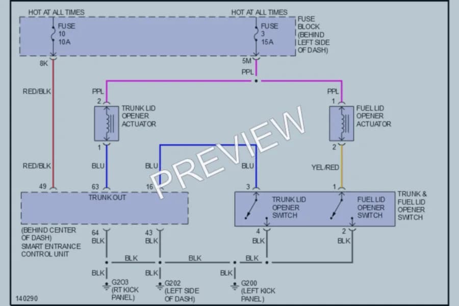 2001 Infiniti I30t Trunk Tailgate Fuel Door wiring diagram preview