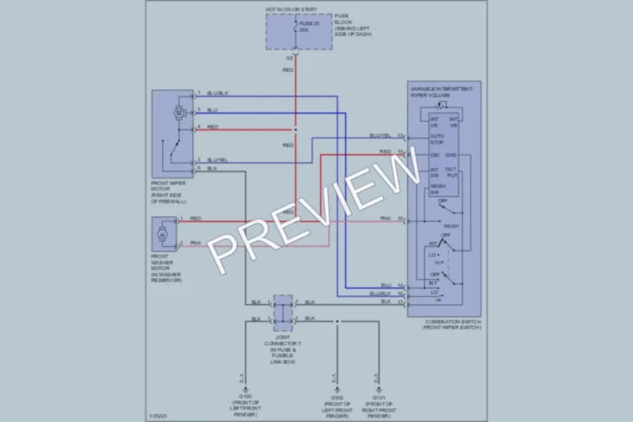 2001 Infiniti I30t Wiper Washer wiring diagram preview