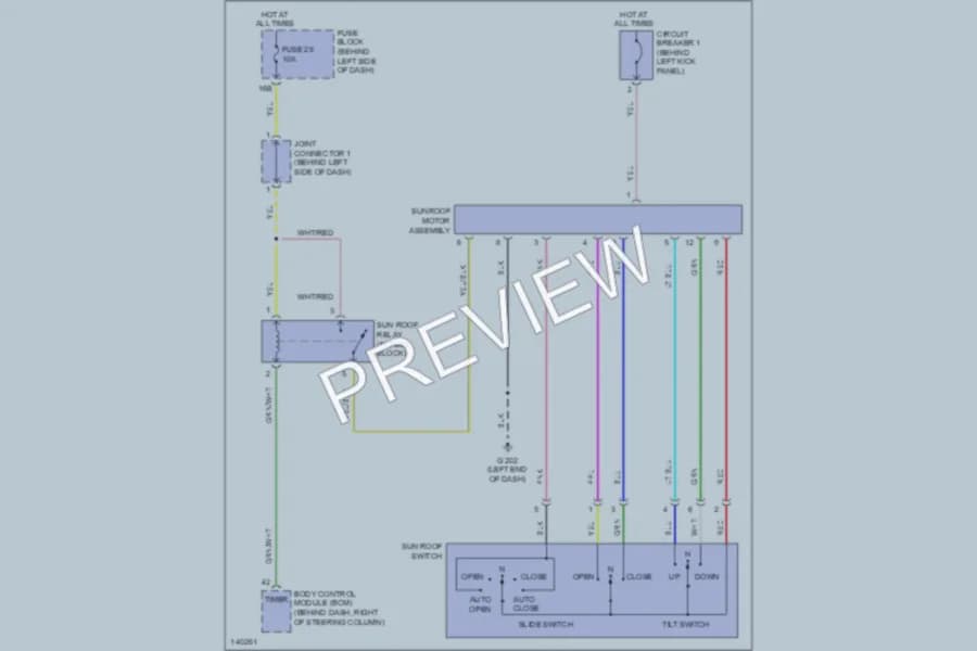 2001 Infiniti Q45 Power Top Sunroof wiring diagram preview