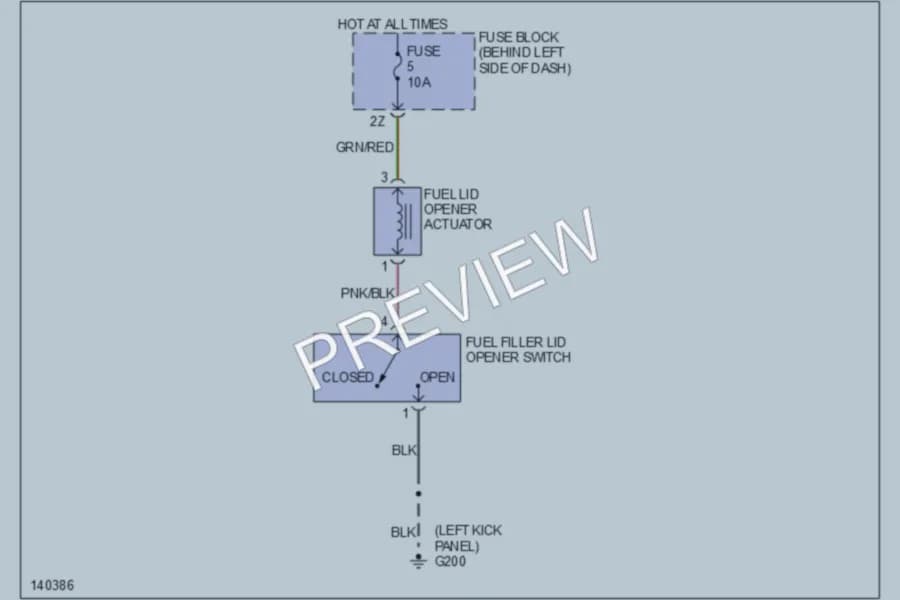 2001 Infiniti QX4 Trunk Tailgate Fuel Door wiring diagram preview