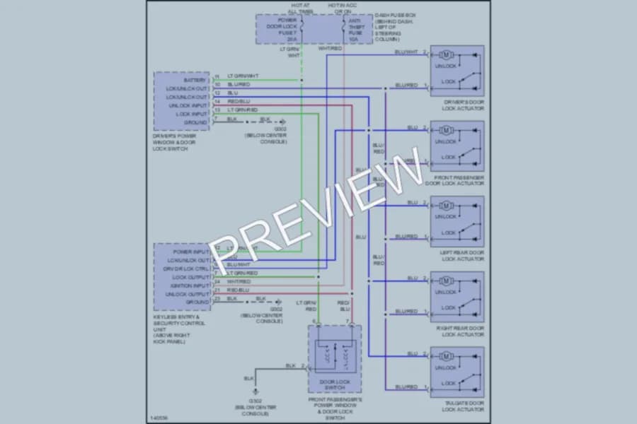 2001 Isuzu RodeoSport Power Door Locks wiring diagram preview