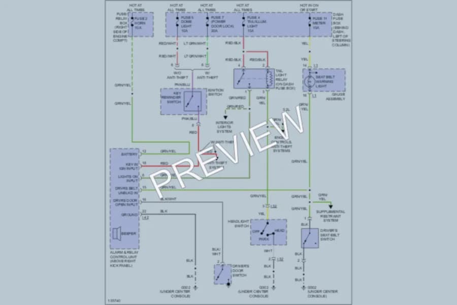 2001 Isuzu RodeoSport Warning Systems wiring diagram preview