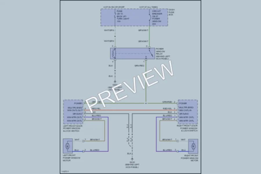 2001 Isuzu VehiCROSS Power Windows wiring diagram preview