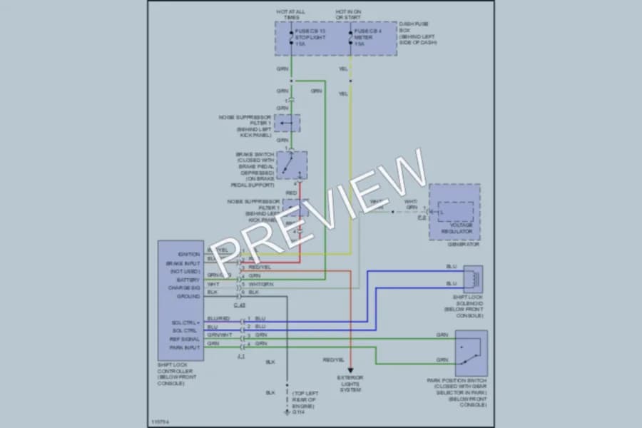 2001 Isuzu VehiCROSS Shift Interlocks wiring diagram preview
