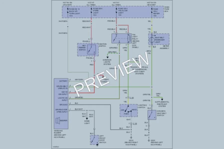2001 Isuzu VehiCROSS Warning Systems wiring diagram preview