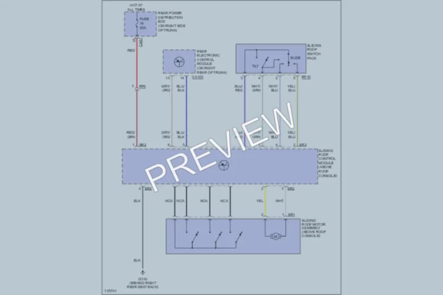 2001 Jaguar SType Power Top Sunroof wiring diagram preview