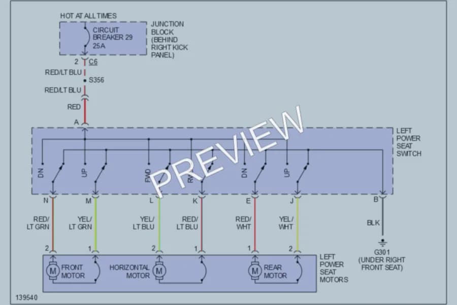 2001 Jeep Cherokee Power Seats wiring diagram preview