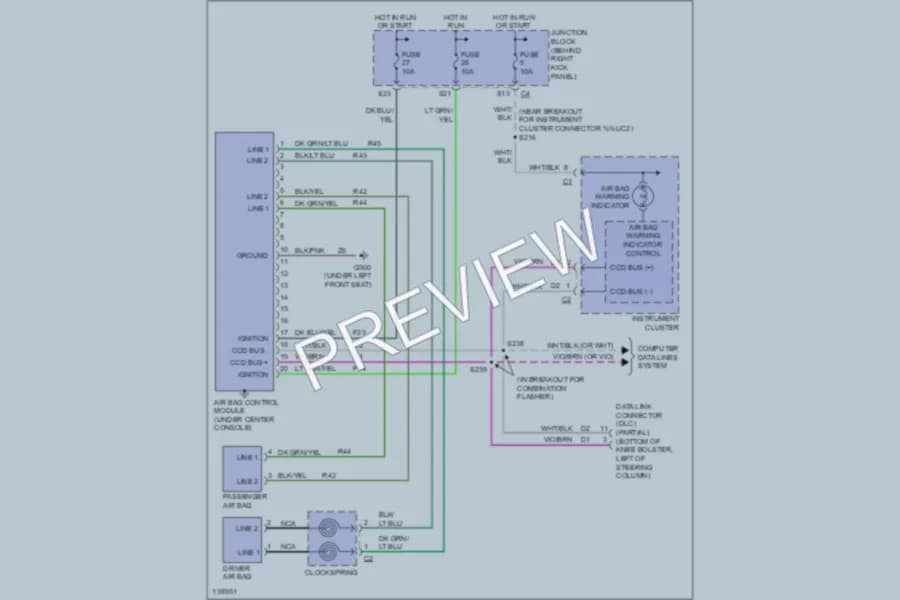 2001 Jeep Cherokee Supplemental Restraints wiring diagram preview