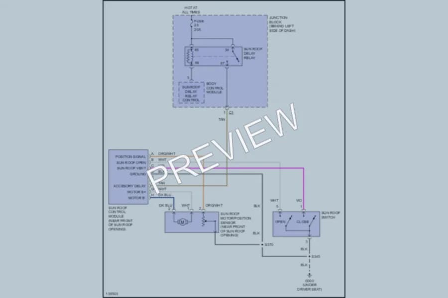 2001 Jeep GrandCherokee Power Top Sunroof wiring diagram preview