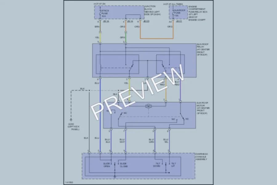 2001 Kia Optima Power Top Sunroof wiring diagram preview