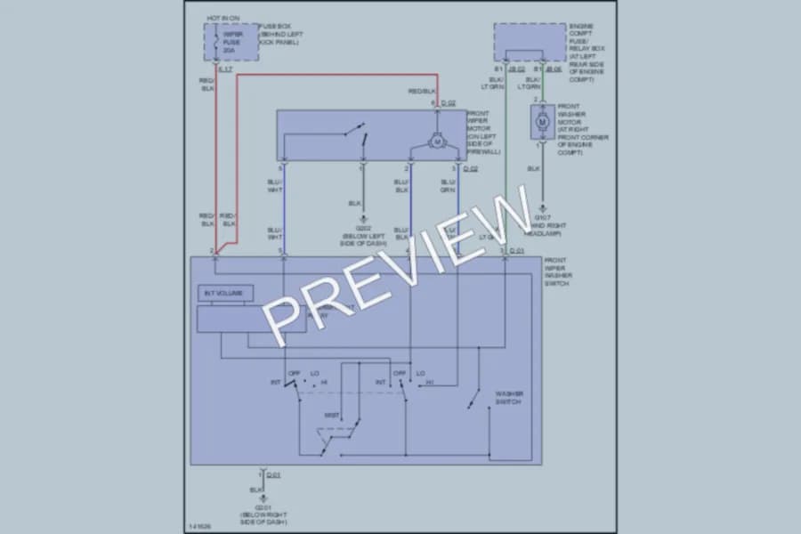 2001 Kia Spectra Wiper Washer wiring diagram preview