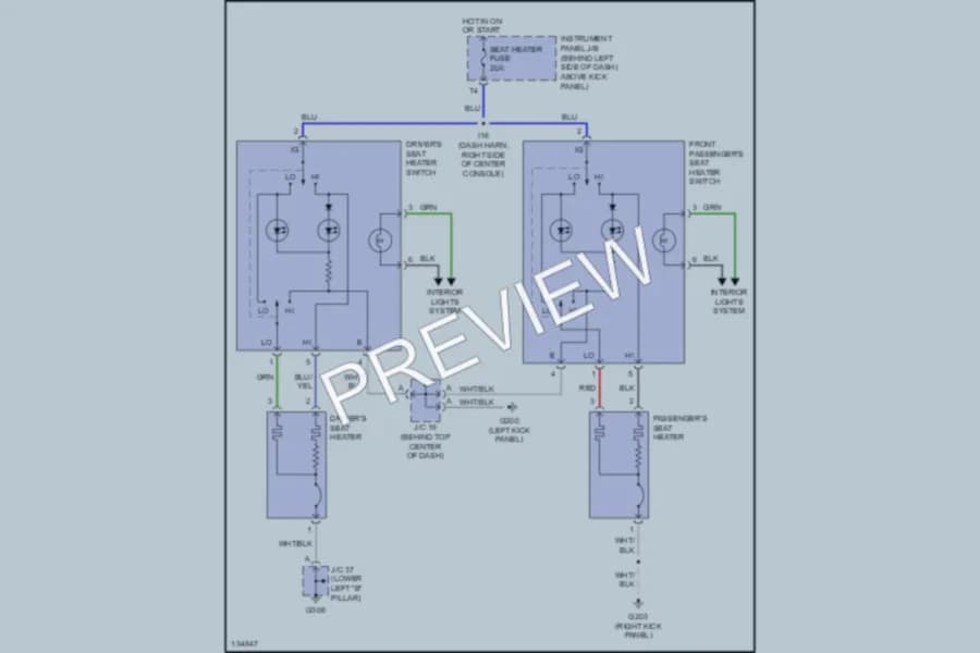 2001 Lexus ES300 Power Seats wiring diagram preview
