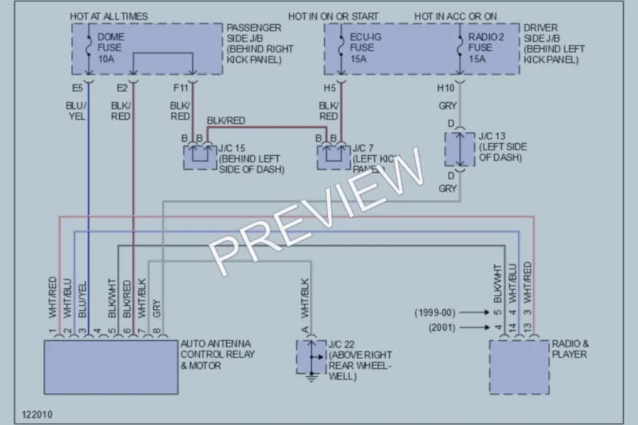 2001 Lexus GS300 Power Antenna wiring diagram preview
