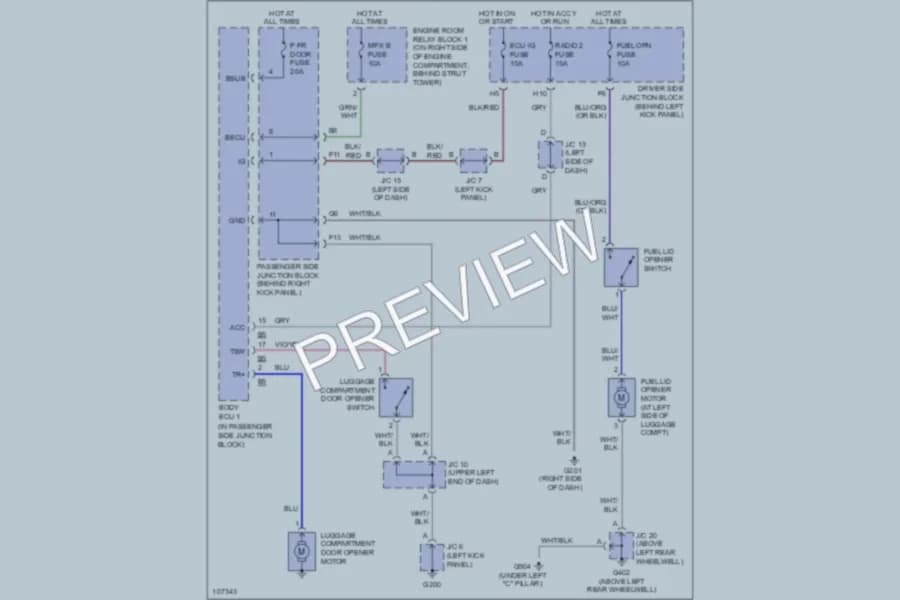 2001 Lexus GS300 Trunk Tailgate Fuel Door wiring diagram preview