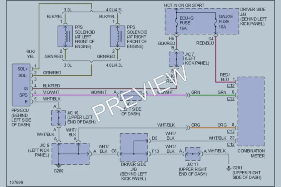 2001 Lexus GS430 Electronic Power Steering wiring diagram preview