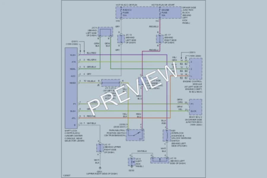2001 Lexus GS430 Shift Interlocks wiring diagram preview