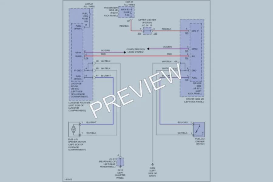 2001 Lexus LS430 Trunk Tailgate Fuel Door wiring diagram preview