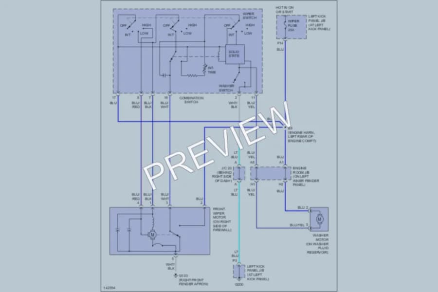 2001 Lexus LX470 Wiper Washer wiring diagram preview