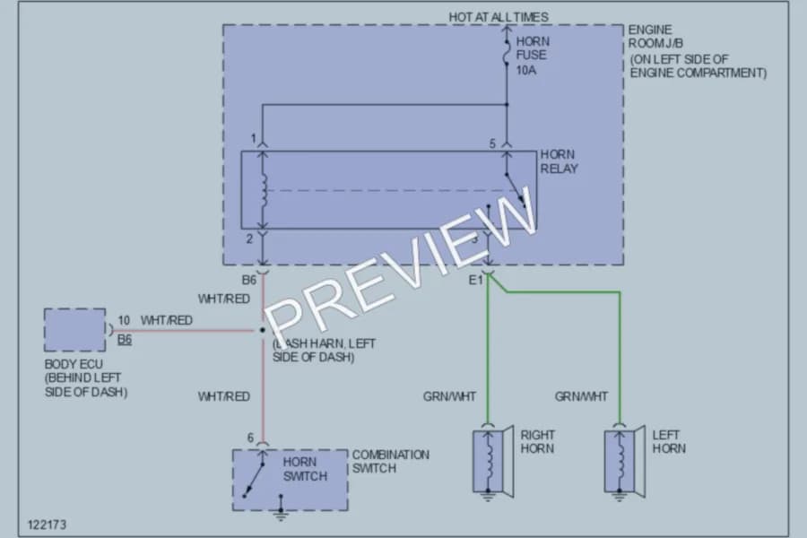 2001 Lexus RX300 Horn wiring diagram preview