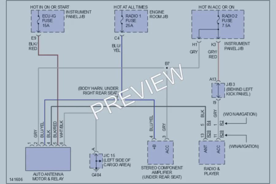 2001 Lexus RX300 Power Antenna wiring diagram preview