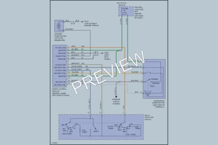2001 Lincoln Continental Wiper Washer wiring diagram preview