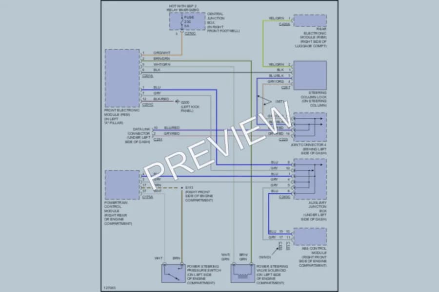 2001 Lincoln LS Electronic Power Steering wiring diagram preview