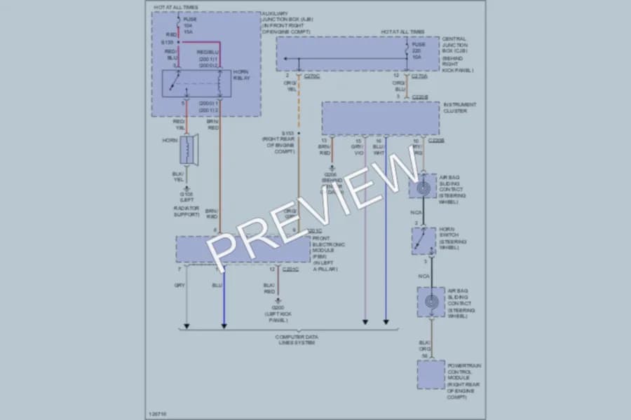 2001 Lincoln LS Horn wiring diagram preview