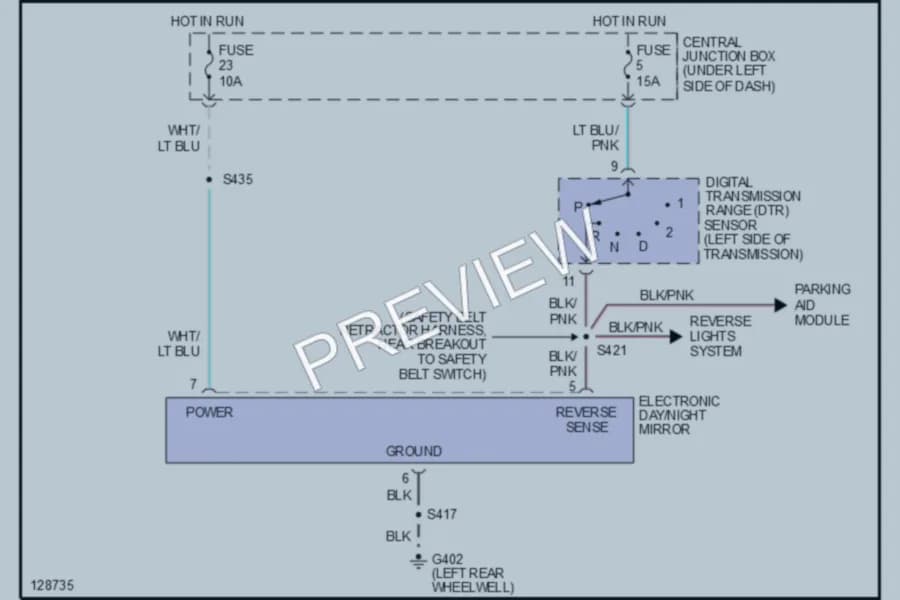 2001 Lincoln Navigator Power Mirrors wiring diagram preview