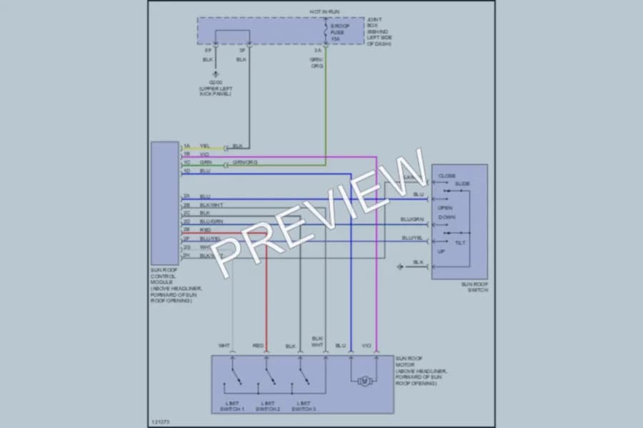 2001 Mazda 626 Power Top Sunroof wiring diagram preview
