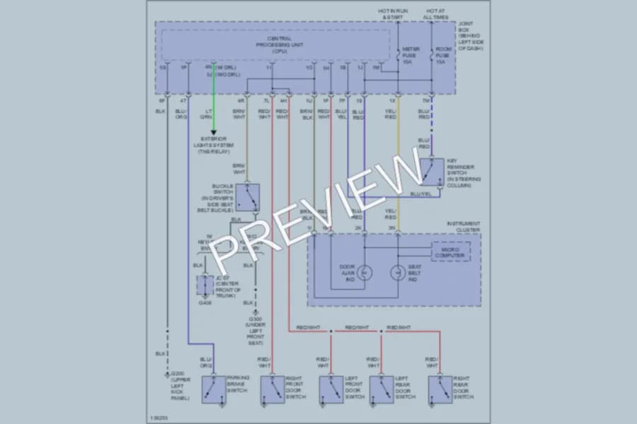 2001 Mazda 626 Warning Systems wiring diagram preview