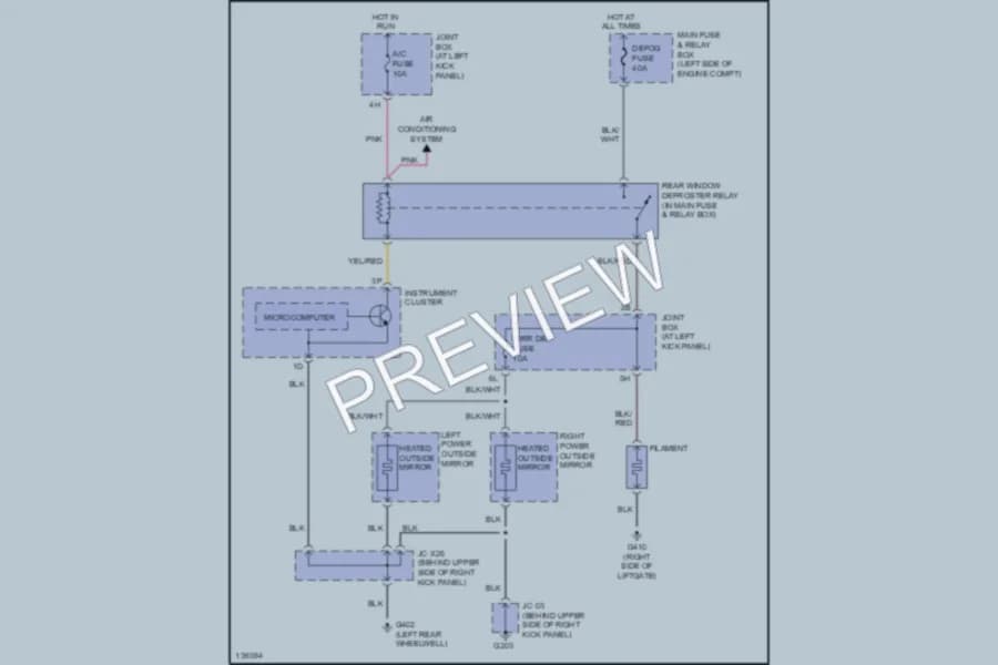 2001 Mazda MPV Defoggers wiring diagram preview