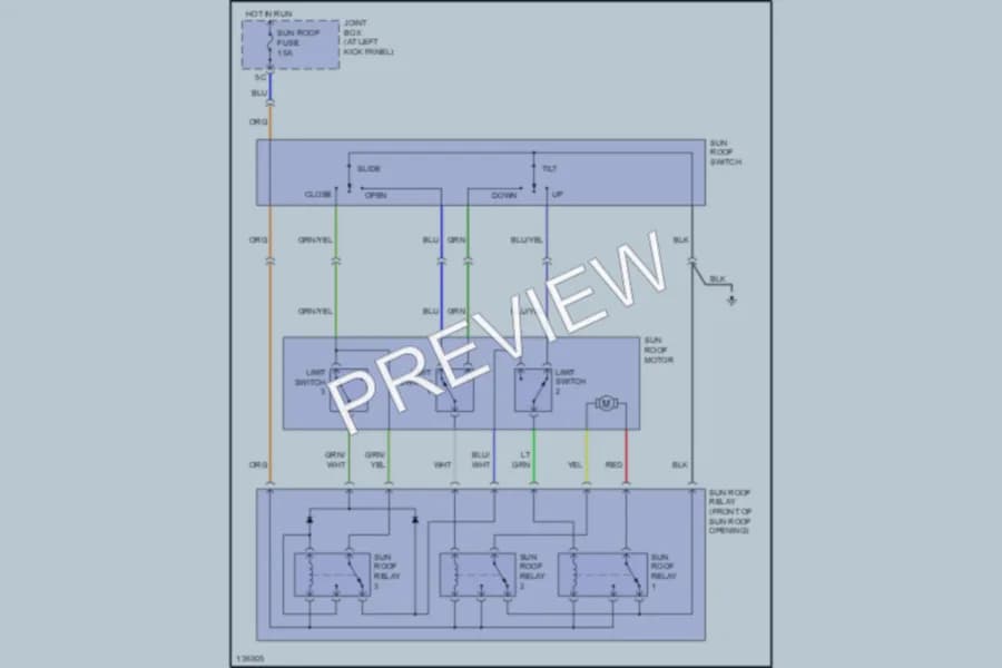 2001 Mazda MPV Power Top Sunroof wiring diagram preview