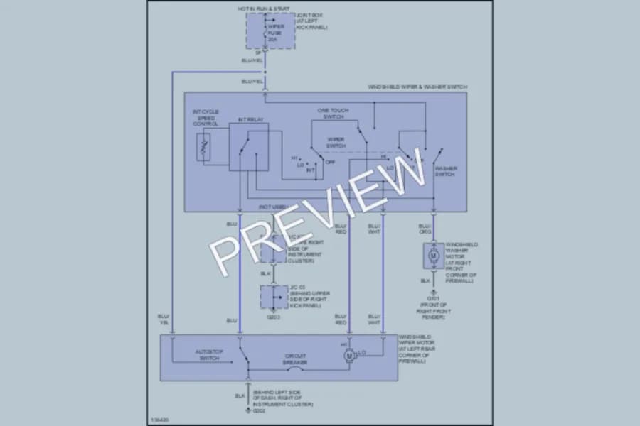 2001 Mazda MPV Wiper Washer wiring diagram preview