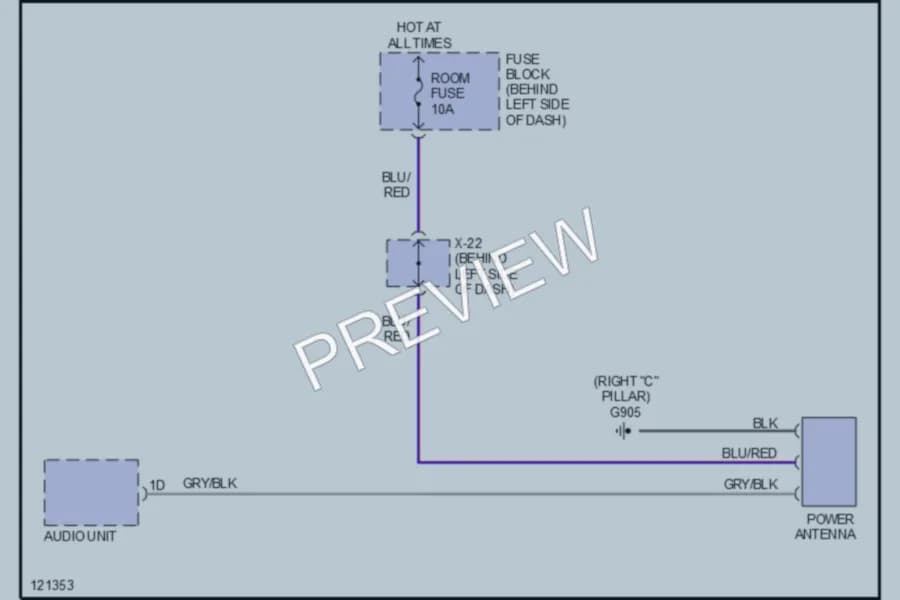 2001 Mazda Miata Power Antenna wiring diagram preview