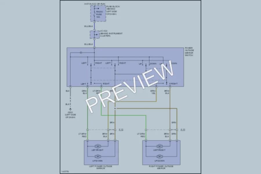 2001 Mazda Miata Power Mirrors wiring diagram preview